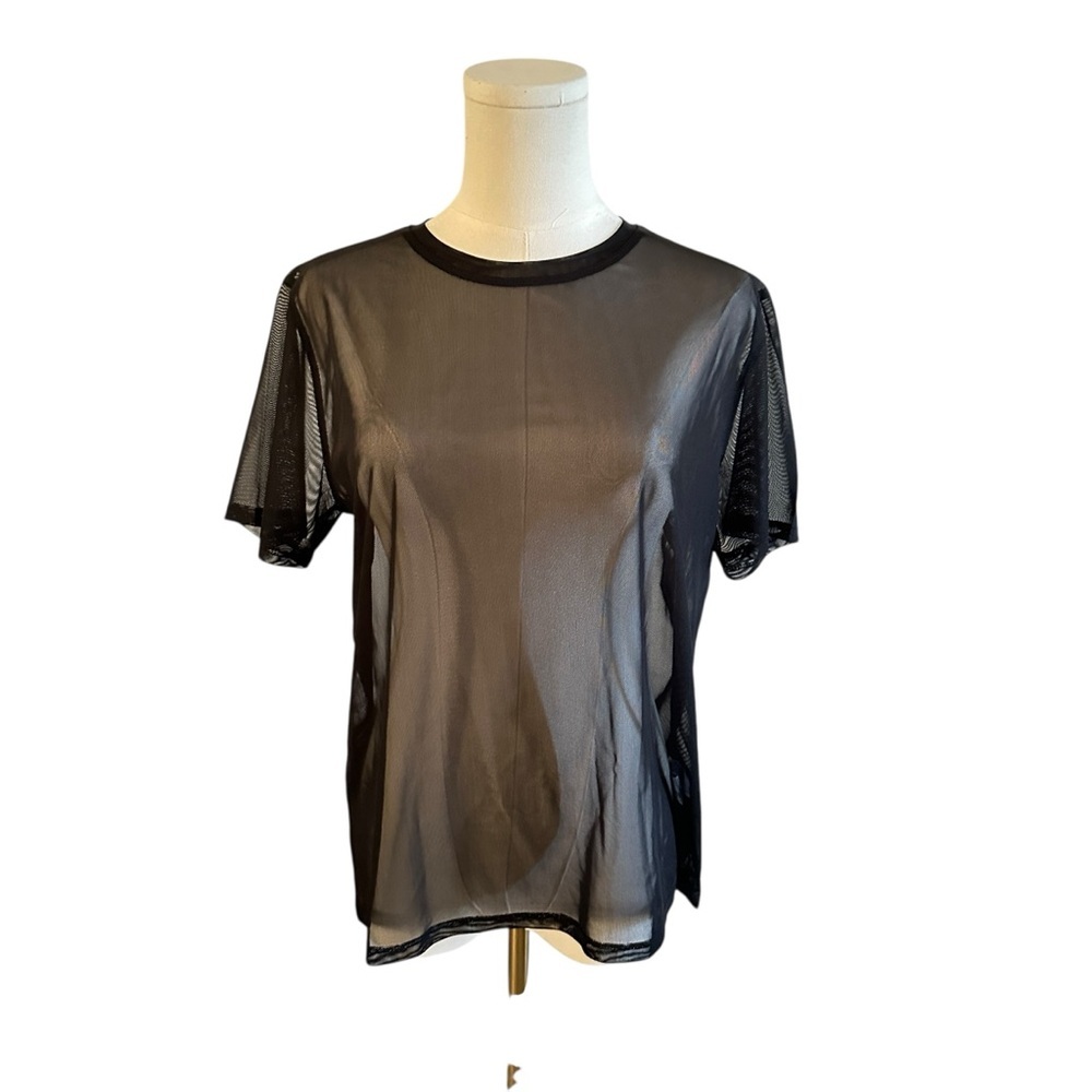 Forever 21 Black Mesh Short Sleeve Top